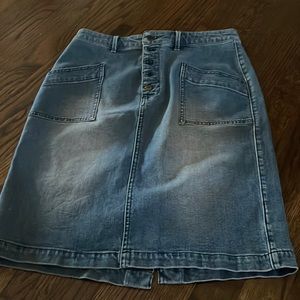 Pilcro and the Letterpress denim skirt
